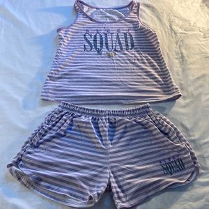 Girls size 10 purple and white striped sleep squad pajamas.